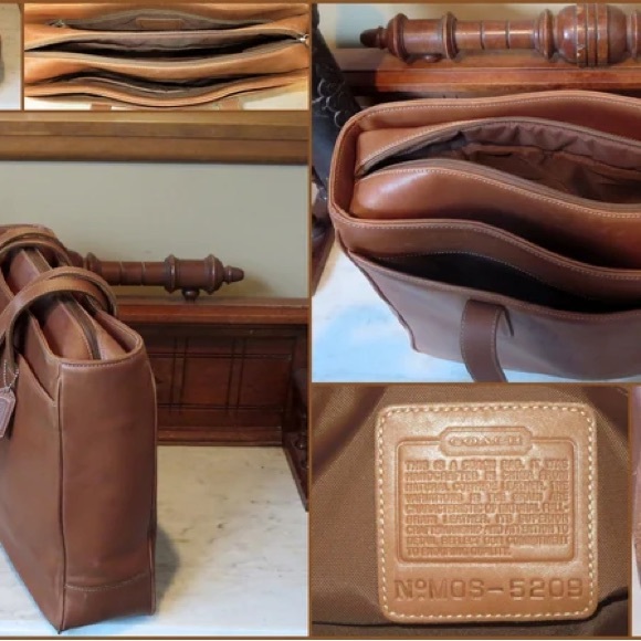 Coach Hamptons Tote/Laptop Bag In British Tan Leather W/ Dual Handles - Picture 6 of 15